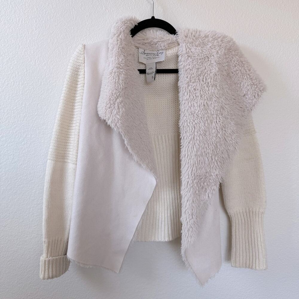 AMERICAN RAG Cream Faux Fur Cardigan